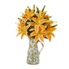 Nearly Natural Lily Artificial Arrangement in Floral Pitcher