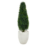 Nearly Natural T2524 3.5`` Boxwood Artificial Topiary Tree in White Planter