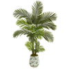 Nearly Natural T1246 5' Artificial Green Areca Palm Tree in Floral Print Planter