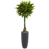 Nearly Natural 5740 6' Artificial Green Real Touch Money Tree in Gray Cylinder Planter