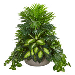 Nearly Natural 8151 28" Artificial Green Mixed Greens Plant in Stone Planter