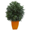 Nearly Natural 6505 4' Artificial Green Triple Bamboo Plant in Orange Planter