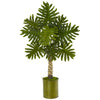 Nearly Natural 5835 4.5' Artificial Green Monstera Tree in Green Metal Planter