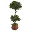 Nearly Natural 5844 4.5' Artificial Green Sweet Bay Double Topiary Tree in Metal Planter