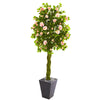 Nearly Natural 9308 6' Artificial Green & Pink Rose Tree in Slate Planter