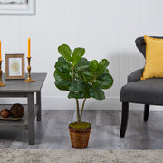 Nearly Natural T2573 33`` Fiddle Leaf Fig Artificial Tree in Basket