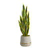 Nearly Natural P1594 34” Sansevieria Artificial Plant in Stoneware Planter with Gold Trimming