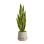 Nearly Natural P1594 34” Sansevieria Artificial Plant in Stoneware Planter with Gold Trimming