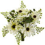 Nearly Natural 2187-S3 9" Artificial Green & White Mixed Cream Daisy Flower Bundle, Set of 3