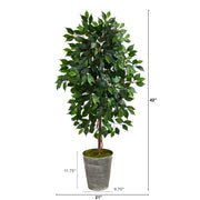 Nearly Natural T2562 3.5` Ficus Artificial Tree in Decorative Tin Planter