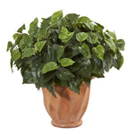 Nearly Natural 6417 17" Artificial Green Pothos Plant in Terracotta Planter
