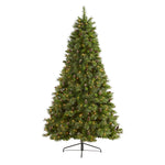 Nearly Natural 7.5` Golden Tip Washington Pine Artificial Christmas Tree with 600 Clear Lights, Pine Cones and 1568 Bendable Branches