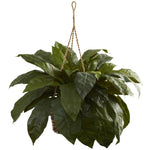 Nearly Natural 6787 28" Artificial Green Double Giant Birdsnest in Hanging Basket