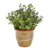 Nearly Natural 10``Eucalyptus and Sedum Succulent Artificial Plant in Ceramic Planter