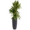 Nearly Natural 9204 4.5' Artificial Green Triple Cycas Plant in Gray Planter