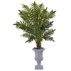 Nearly Natural 6320 4.5' Artificial Green Evergreen Plant in Gray Urn