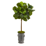 Nearly Natural T1173 46" Artificial Green Real Touch Fiddle Leaf Artificial Tree in Vintage Metal Planter 