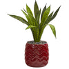 Nearly Natural P1291 18" Artificial Green Sansevieria Plant in Red Planter