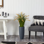 Nearly Natural P1556 37” Onion Grass Artificial Plant in Gray Planters