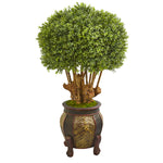 Nearly Natural 9731 44" Artificial Green Boxwood Topiary Tree in Designer Planter