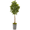 Nearly Natural 9574 6' Artificial Green Beech Leaf Tree in Metal Planter with Copper Trimming