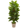 Nearly Natural 9354 63" Artificial Green Real Touch Large Leaf Philodendron Plant in Farmhouse Planter