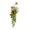 Nearly Natural 1996 60" Artificial Rose, Bird of Paradise & Fan Palm Arrangement in Urn, Multicolor