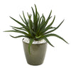 Nearly Natural 8782 19" Artificial Green Aloe Plant in Decorative Planter
