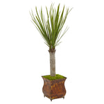 Nearly Natural 5753 40" Artificial Green Yucca Tree in Metal Planter