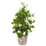 Nearly Natural 9595 25" Artificial Green Stephanotis Climbing Plant in Weathered Planter