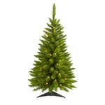 Nearly Natural 3`Providence Pine Artificial Christmas Tree in Metal Planter with 50 Warm White Lights and 143 Bendable Branches