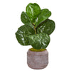 Nearly Natural 8662 23" Artificial Green Fiddle Leaf Plant in Stoneware Planter