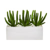 Nearly Natural 8511 9" Artificial Green Finger Cactus Plant in White Vase