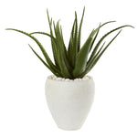 Nearly Natural 9791 27" Artificial Green Aloe Plant in White Planter