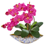 Nearly Natural Phalaenopsis Orchid Artificial Arrangement in Vase