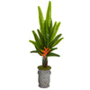 Nearly Natural 9986 59" Artificial Green Traveler's Palm Tree in Vintage Metal Planter