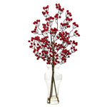 Nearly Natural 1814 Berry Artificial Arrangement in Glass Vase