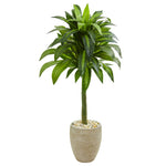 Nearly Natural 9262 52" Artificial Green Dracaena Plant in Sand Colored Planter