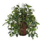 Nearly Natural 8155 17" Artificial Green Stephanotis & Ivy Plant in Decorative Planter