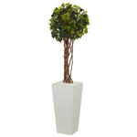 Nearly Natural 5862 3' Artificial Green English Ivy Tree in White Tower Planter, UV Resistant (Indoor/Outdoor)