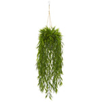 Nearly Natural 8888 50" Artificial Green Mini Bamboo Plant in Hanging Metal Bucket