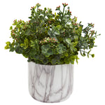 Nearly Natural Eucalyptus Artificial Plant in Marble Finished Vase