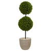 Nearly Natural 5701 4' Artificial Green Boxwood Double Ball Topiary Tree in Oval Planter, UV Resistant (Indoor/Outdoor)