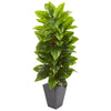 Nearly Natural 9352 5' Artificial Green Real Touch Large Leaf Philodendron Plant in Slate Planter