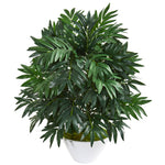 Nearly Natural 8406 30" Artificial Green Bamboo Palm Plant in White Planter