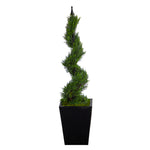 Nearly Natural T2193 44” Cypress Spiral Artificial Tree in Black Metal Planter