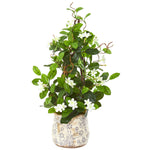 Nearly Natural 9594 25" Artificial Green Stephanotis Climbing Plant in Decorative Planter