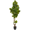 Nearly Natural 9117 81" Artificial Green Real Touch Rubber Leaf Tree in Black Pot