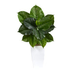 Nearly Natural P1610 34” Large Philodendron Leaf Artificial Plant in White Metal Planters