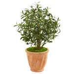 Nearly Natural 9221 34" Artificial Green Olive Tree in Terra Cotta Planter